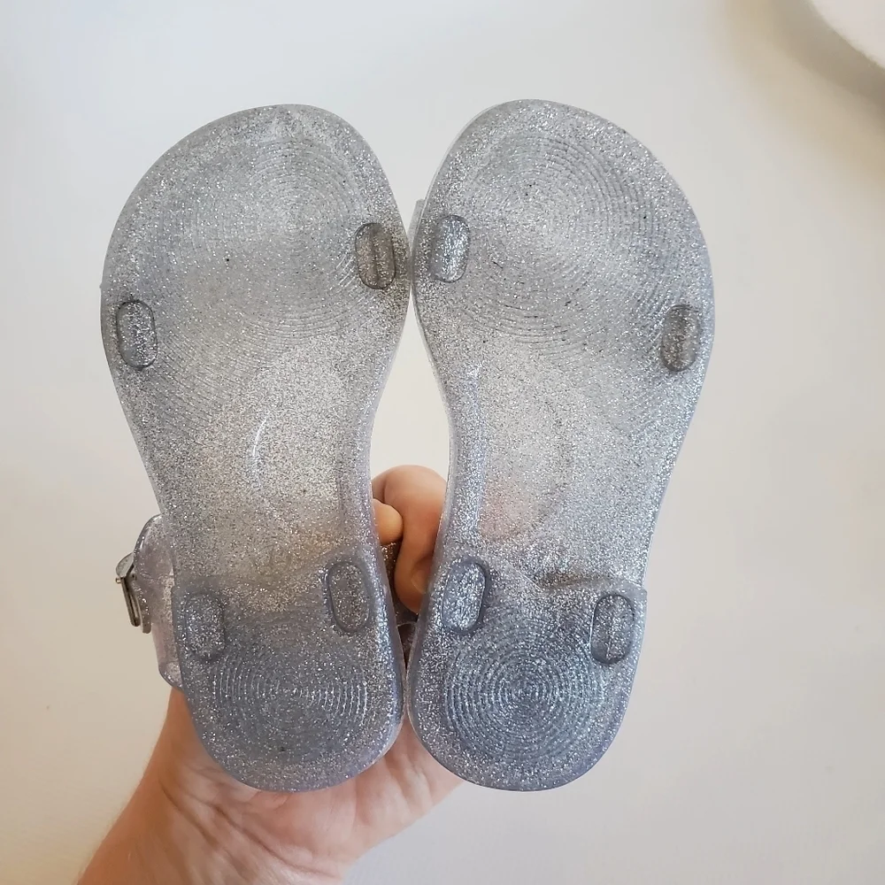 Gymboree Girls Silver Glitter Jelly Sandals Size 7